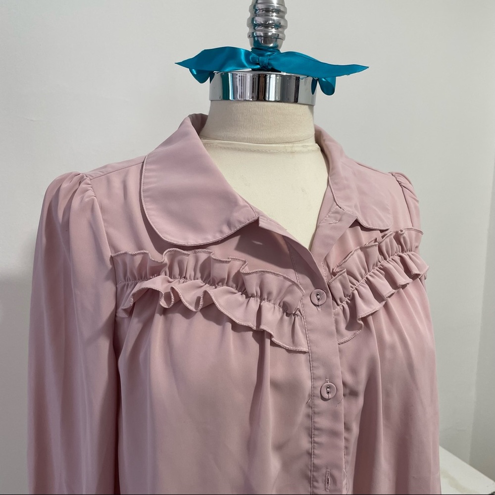 Elegant Pink Ruffled Blouse